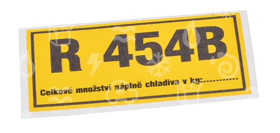 samolepa chladivo R 454B  /ŽLUTÁ/, 75x38 mm
